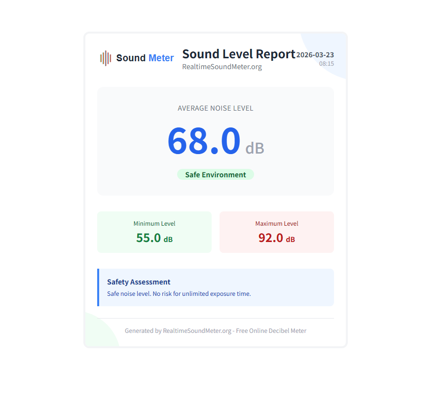 Example sound level report preview - street traffic
